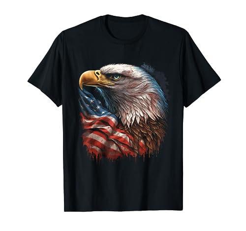 American Bald Eagle Eyes Bandera patriótica de Estados Unidos Camiseta
