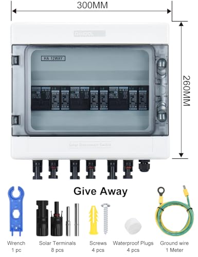 DIHOOL DC überspannungsschutz PV 3 Strings Solar Anschlusskasten für 3 * 500W Solarmodule Balkonkraftwerk, 25A DC Trennschalter PV Anlage