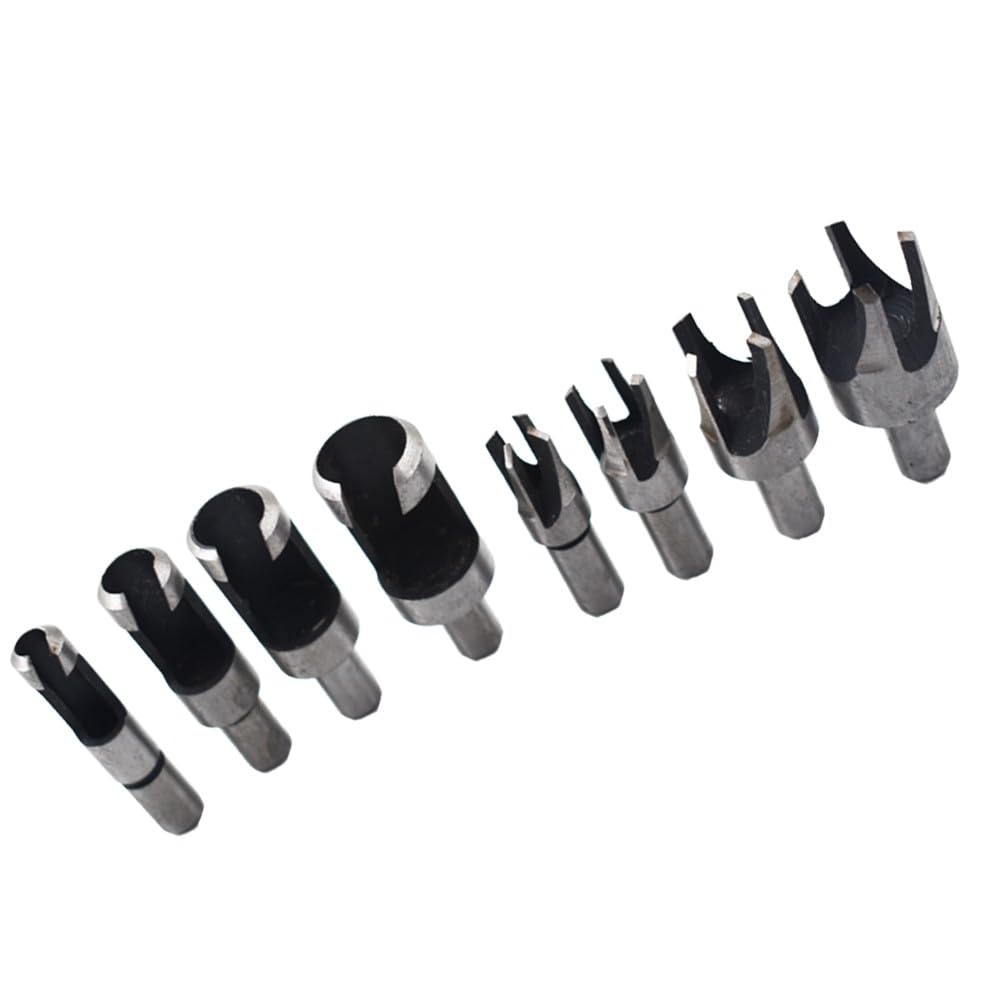 8 Pcs Carbon Steel Wood Plug Hole Cutter Dowel Maker Cutting Shank Drill Bit Set Genuine for OEM Replacement