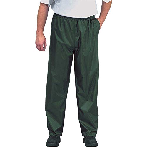 Image of Portwest S441 Rain Trousers Machine Washable Waterproof Fabric Sealed Seams | Black, Small, 100% Polyester, Reach Compliant PVC Coating, Fully Elasticated Waistband, Side Access Openings, Sun Protection