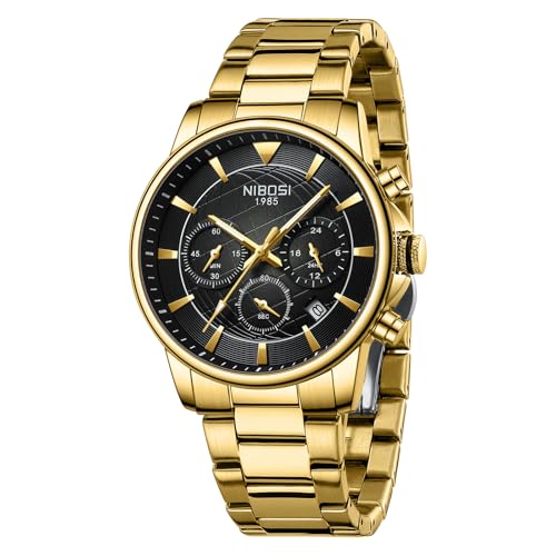 NIBOSI Armbanduhr Herren Uhr Herren Analog Quarz Armbanduhr Chronograph Edelstahl Wasserdicht herrenuhr Business Casual mit Leuchtdatum Mens Watches für Männer
