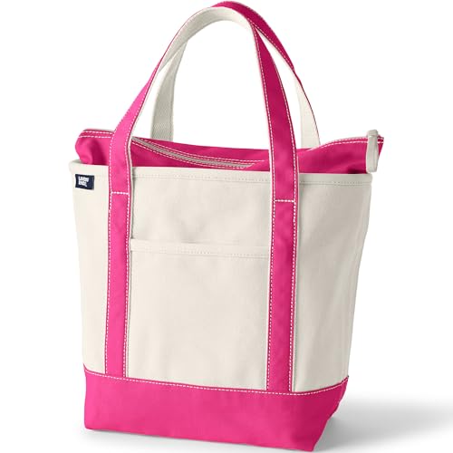Image of Lands' End Zip Top Long Handle Canvas Tote Bag