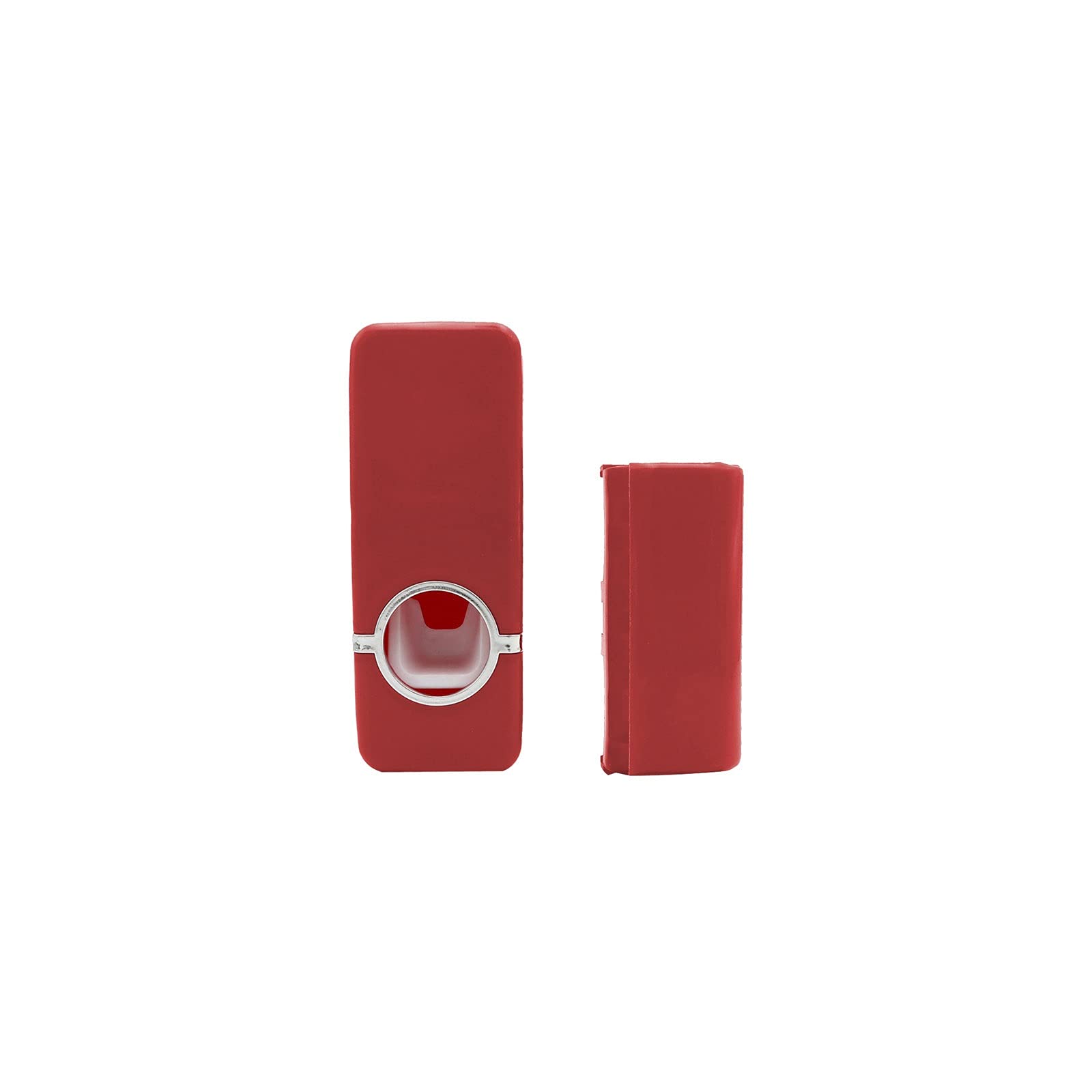 Porte-Brosse à Dents, Distributeur Automatique de Dentifrice à Cinq Compartiments, Support Mural pour Produits de Salle de Bain (Rouge)