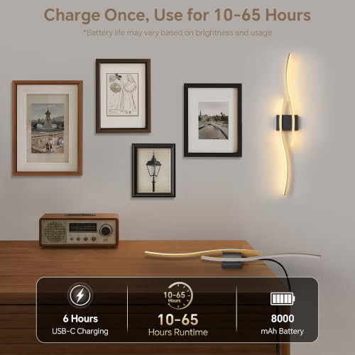 GLOTHOR Wireless Wall Sconces Set of Two, Dimmable, 3CCT, Up to 65H Runtime by GLOTHOR - Used condition - Image 5