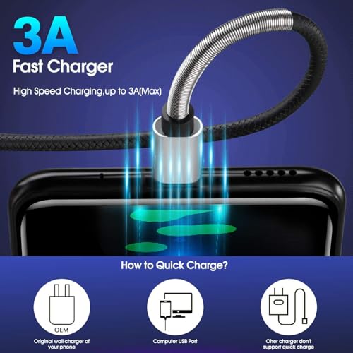Image of [5Pack 1ft] Compatible with Samsung Galaxy S9 S10 S8 Plus Charger Cord(3A Fast Charging), TPE USB C Type Charger Cable,USB A to Type C Replacement for Samsung A32 /A12 /A10e /A20 /A51 20 /9 /8,LG-Silver