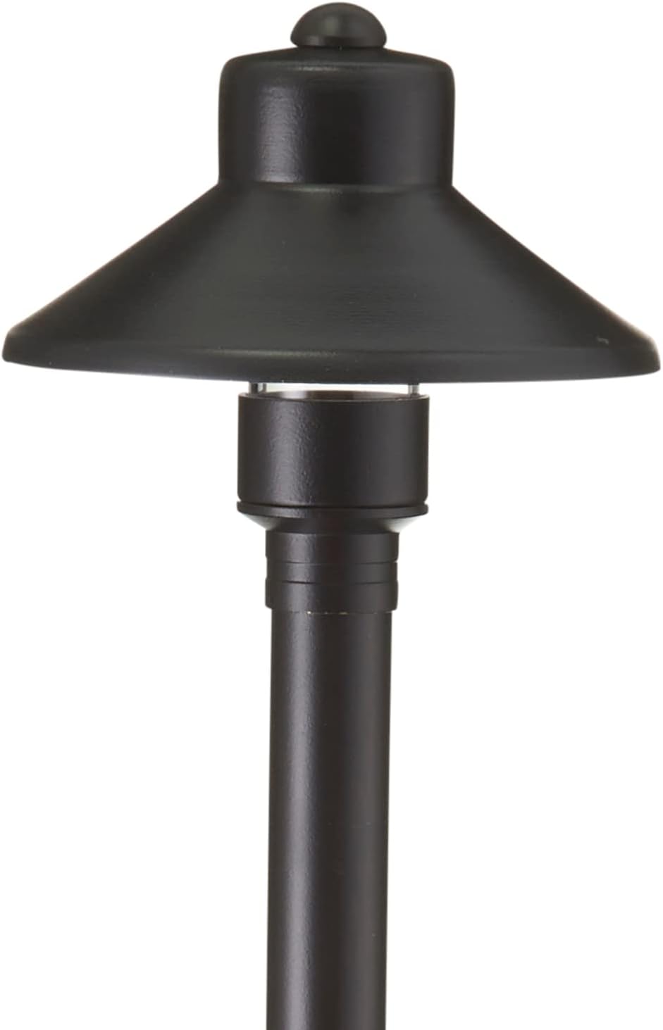 VOLT Flat Hat 12V Brass Path Light (5" Shade, 25" Tall) with 3W 2700K Warm White G4 LED Bulb for Low Voltage Landscape Lighting on Outdoor Pathway, Walkway, Garden, Driveway or Patio