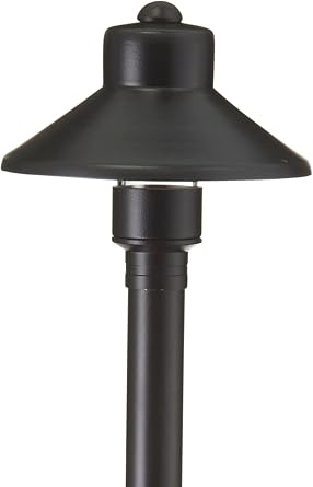 VOLT Flat Hat 12V Black Brass Path Light 5" Shade & 3W 2700K G4 LED Bulb