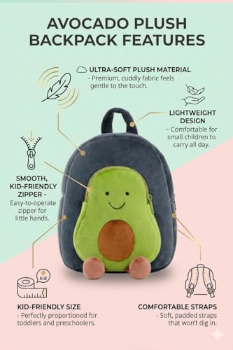 Image of Cartoon Plush Kids School Bag 2-6 Years | Soft Toy Backpack for Boys & Girls | Toddler Nursery Preschool Bag | Lightweight Adjustable Straps