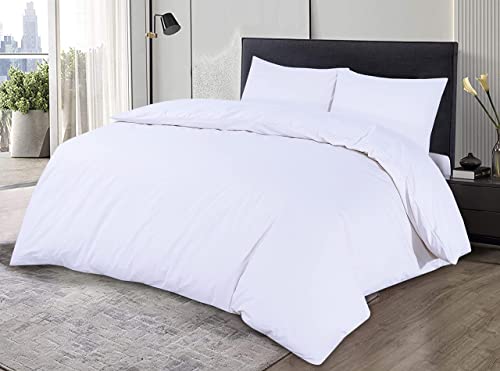 Sapphire Collection Luxury 100% Egyptian Cotton Duvet Quilt Cover & Pillowcase Bedding Set (White, King)