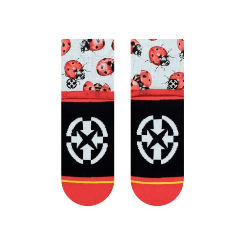 MERGE4 Lady Bugs Quarter Crew Socks with Art by Hanna Minck Cute Non Slip Performance Socks for Men and Women2