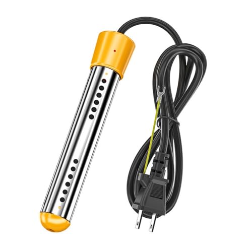 Vifxucy投げ込みヒーター 水中用 風呂湯沸かし 自動電源オフ 110V 1500W サーモスタット 携帯式 液浸電気給湯器 スイミングプール・バスタブ・フットバス向け 温水適用 自動電源オフ機能付き (1500W 自動電源オフ,イエロー)
