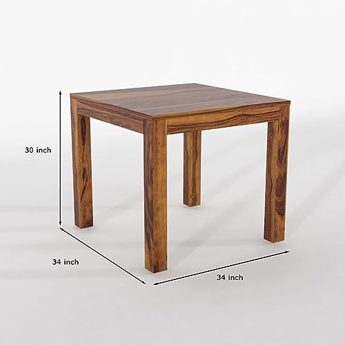 Image of Douceur Furnitures Solid Sheesham Wood 4 Seater Dining Table Set with Cushioned Chairs for Dining Room | Living Room | Home & Office | Hotels Restaurant & Cafe (Natural Brown Finish)