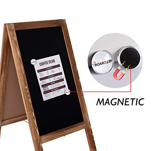 Board2By Heavy Duty Magnetic A-Frame Chalkboard Sign 40" X 20", Large Standing Sandwich Board Chalk Board Sign, Outdoor Chalkboard Easel For Restaurant Or Wedding With 4 Pens & Magnets, Rustic Brown #TOP3