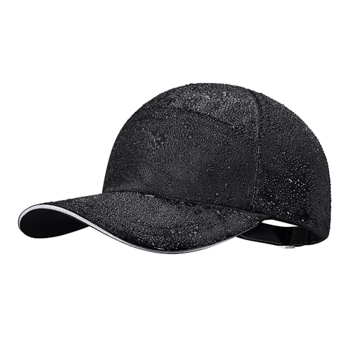 PivotWing Unisex Waterproof Cap for Men Women Upf50+ Reflective All Weather Running Cap Adjustable Rain Day Running Hat Unstructured Baseball Cap for Running Fishing Hiking Black One Size