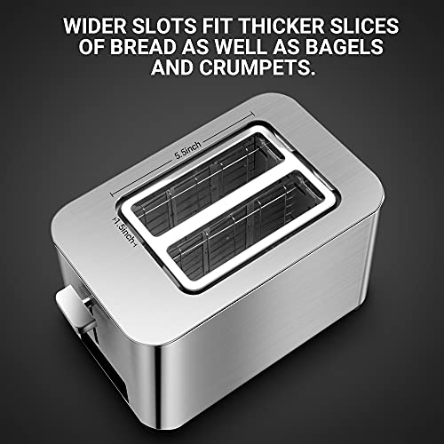 Redmond 2 Slice Toaster, Full Touch Screen Led Display Stainless Steel Toaster With 6 Bread Shade Browning Settings, Bagel/Reheat/Defrost/Cancel #TOP3