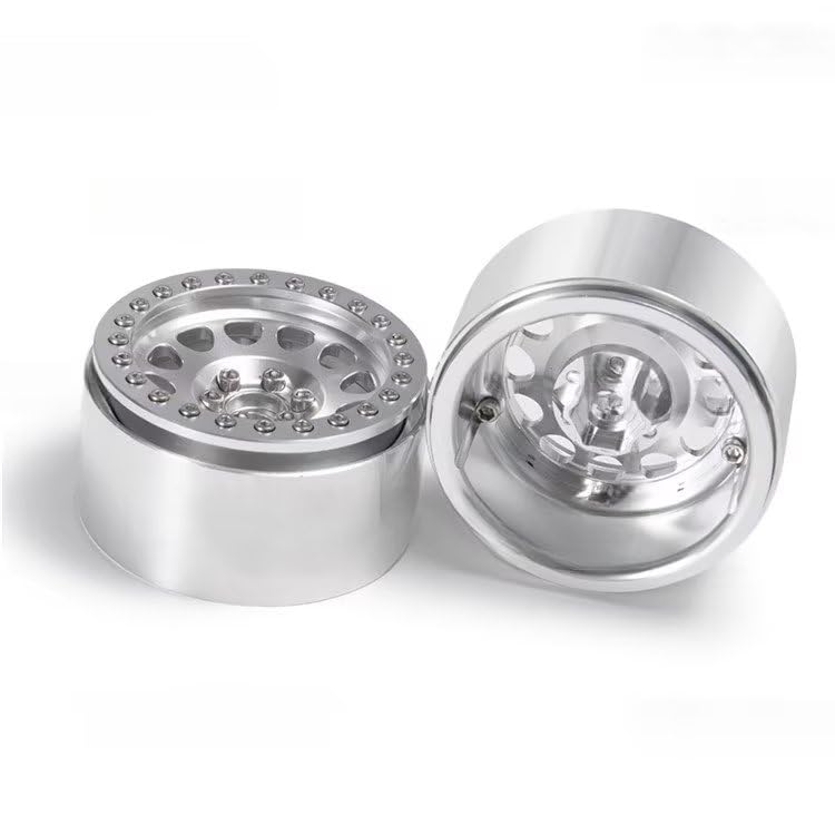 Cerchi Beadlock Rc Cerchi Beadlock Argento 2.2 Per Auto RC 1/10 - Compatibili Con AXIAL Wraith, SCX10, D90, TRX4 Cerchi Beadlock Per Auto Rc