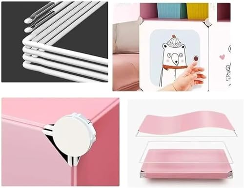 Image of Mevigo 6+2-Door Plastic Wardrobe for Kids and Baby-Cupboard for Clothes, Almirah for Clothes, Baby Collapsible Wardrobe, Multi-Purpose Kids Storage Rack for Home Books,Toy,Living Room -Pink-L5