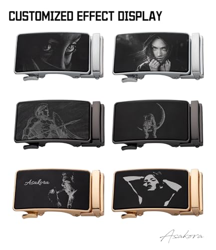 Asakora Personalized Leather Ratchet Belt for Men, Custom Engraved 1 3/8" Dress Casual Belt, Size Adjustable, Men's Gift2