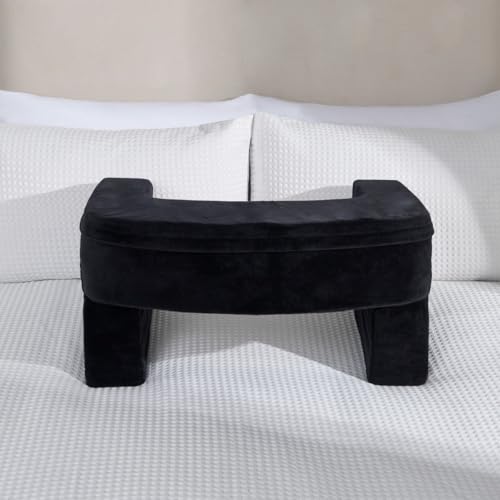 Image of CUSHIO Lap Desk Pillow for Working on Laptop, Reading & Gaming | Ergonomic Memory Foam Desk Table with Arm Rest | Perfect for Using on Bed, Sofa & Floor (Black)