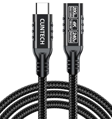 كابل وصلة USB سي 3.2 بطول 97.5 سم، شحن سريع 240 وات بدقة 4K عند 60 هرتز، مخرج فيديو 20 جيجابايت في الثانية لثاندربولت 4/3، لآيفون 16/15 واي باد وسامسونج جالاكسي S24/S23 والموبايل والتابلت واللاب توب