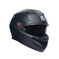 AGV - K3 E2206 MPLK Motorradhelm, Herren Integralhelm, ECE Vollvisierhelm mit Schweißabsorption, Spoiler, Lüftungsschlitzen und Kratzfestem UV-Visier, mit Intercom Ready, Schwarz – Ansicht 1