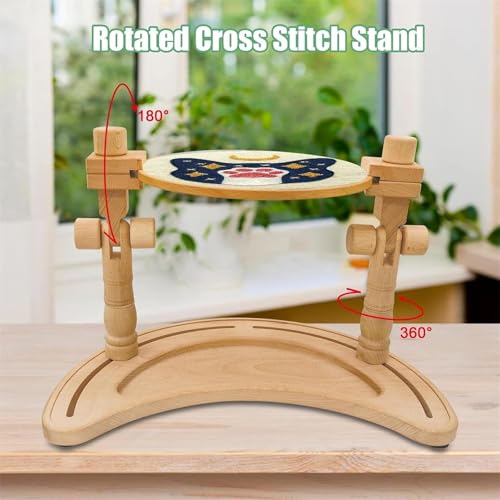 Soporte de aro de bordado de madera natural para arte de costura 4