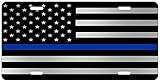 Silver Metallic Thin Blue Line Blue Lives Matter Flag License Plate Novelty Auto Car Truck Tag...