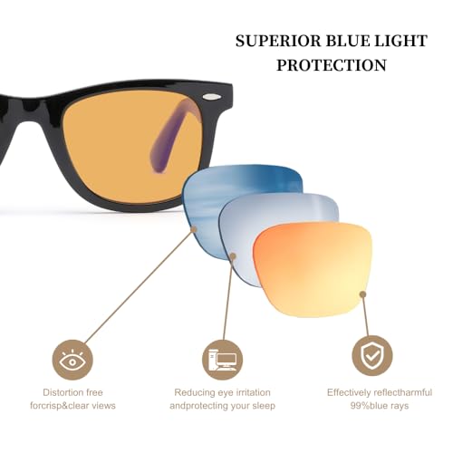 Image of 99% Blue Light Blocking Reading Glasses Women Men, Relieve Eye Strain, Sleeping Glasses, Amber Glasses