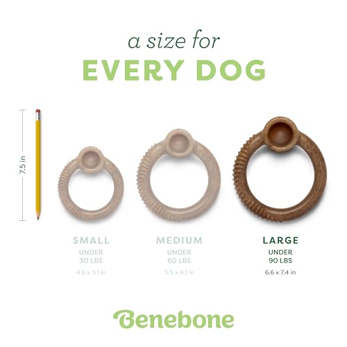 Image of Benebone Ring Indestructible Chew Toy for Aggressive Chewers, Long-Lasting Robust Boredom Breaker for Dogs, Real Bacon Flavour, for Large Dogs