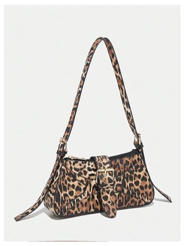 Verdusa Women's Leopard Print PU Leather Shoulder Bag Vintage Zipper Underarm Bags2