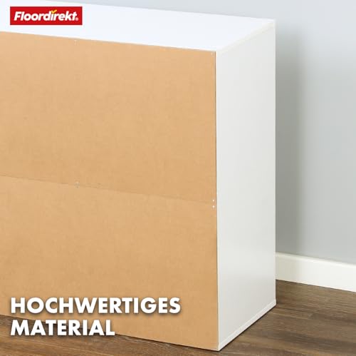 Bibliothèque bois blanc 6 compartiments, robuste Floordirekt