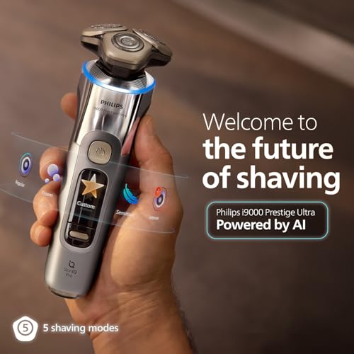 Image of Philips World's No.1 Electric Shaver for Man|AI-powered|UV-Case,Cleaning Pod,5-in-1 Trimmer|360 Hydro SkinGlide Flex Heads|Triple Lift & Cut|100% Waterproof|3 min Quick Charge|5 Smart Controls|7-Year Warranty|X9404 /46