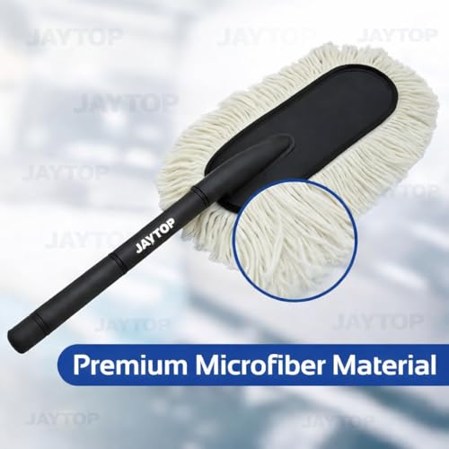Image of JAYTOP DUST-Bust Car Duster Microfiber Brush || Lint-Free & Scratch-Free Car Cleaner Brush with Long Handle with Ceramic Wax Infused || car Accessories 2026 || Effortless Cleaning