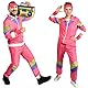 Aomig 90er 80er Jahre Kostüm Erwachsene, Retro Trainingsanzug für Männer Frauen, Disco Ganzkörperanzug, Partner Outfit Jacke und Hose 80er Party Bad Taste für Mottoparty Karneval(Rosarot-L)