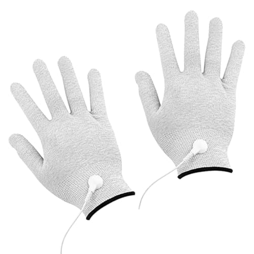 HOOWIFFY Guantes Conductores Eléctricos para Terapia de Mano 1 Par Fibra de Plata Flexibles y Duraderos Guantes de Masaje Prácticos para Fisioterapia y Uso Doméstico