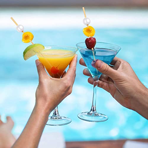 Bamboo Cocktail Picks, 200Pcs, With Ivory White Pearl Bead Top, 4.7 Inch, Mini Skewers Picks For Appetizer, Drinks Fruit, Pastry, Dessert, Garnish, Sandwich(200 Pcs) #TOP4