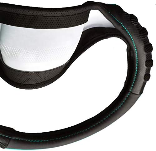 Flying Banner car Steering Wheel Cover Faux Leather Massage Universal fit 3D Honeycomb Hole Anti-Slip Sporty 15 Inches (Mint Green Black) - Image 5