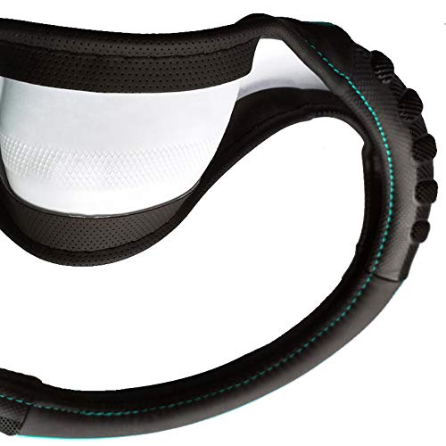 Flying Banner Car Steering Wheel Cover Faux Leather Massage Universal Fit 3D Honeycomb Hole Anti-Slip Sporty 15 Inches (Mint Green Black) #TOP7