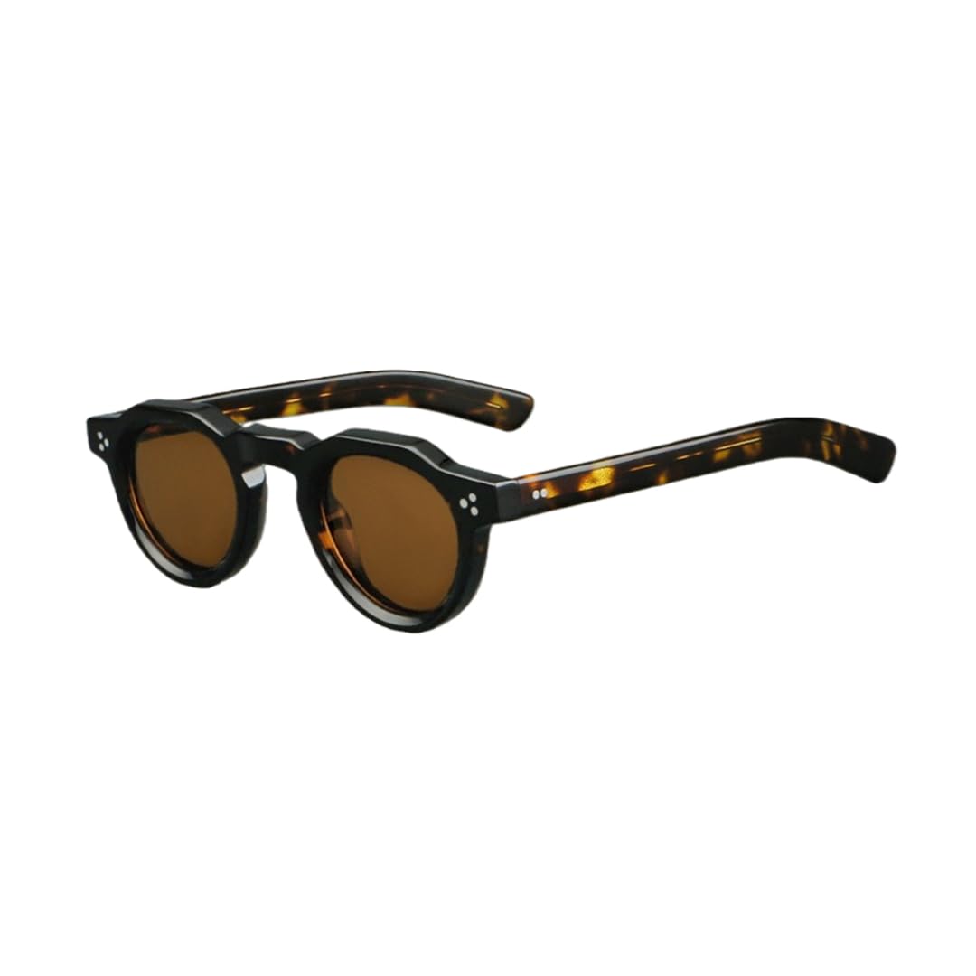 Gafas de sol polarizadas redondas de estilo retro, hechas a mano con acetato y a la moda.