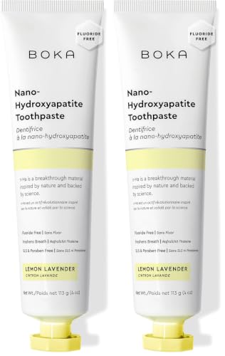 Image of Boka Fluoride Free Toothpaste, Nano Hydroxyapatite Toothpaste, Appropriate for Sensitive Teeth - for Adult Oral Care - Lemon Lavender Flavor, 4 Fl Oz 1Pk (Pack of 2)