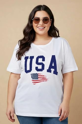 Image of JUNEBERRY 100% Pure Cotton Oversized Baggy Fit Cool Front Chest Graphic Printed Half Sleeve Plus Size T-Shirt for Women & Girls (Sizes: 2XL to 5XL)