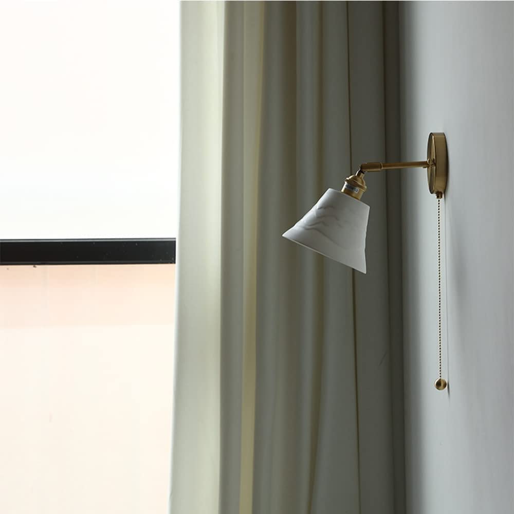 Luxus wandleuchten Messing Keramik Wandleuchte Vintage Dekorative Wandleuchte Kordelzug Schalter Wandmontage Beleuchtung Leuchte Schlafzimmer Nacht Leselampe Innenbeleuchtung für Wohnzimmer Studie