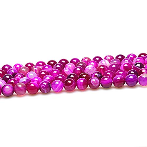 MJDCB Natural Round Stone Beads 8mm Rose Red Striped Agate Loose Gemstone Beads for Jewelry Making Bracelet Necklace 43pcs - Image 3