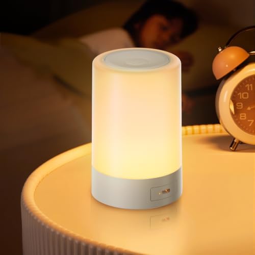 G Keni Nachtlicht Kinder, Stilllicht Dimmbar mit Speicherfunktion | Nachttischlampe mit Sanfter Beleuchtung, USB Wiederaufladbar, Warmes Hell für Baby Fütterung, Wickeln, Kinderzim