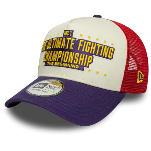Casquette 9FORTY New Era UFC E-Frame Trucker crème et bleu pour fans de MMA