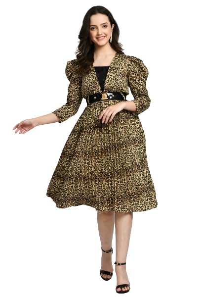 Neysa Women Girls Animal Print Knee Length Dress