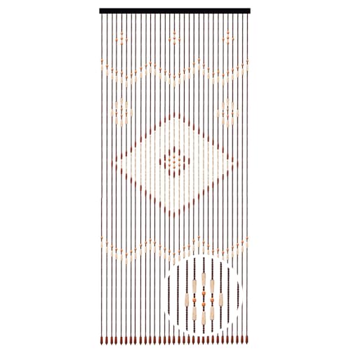JINPRDAMZ Tenda in legno di perle di bambù, per porte della camera, balcone, terrazza, porta del bagno, sala studio, catenine di perle di legno, 31 fili, marrone, 90 x 208 cm