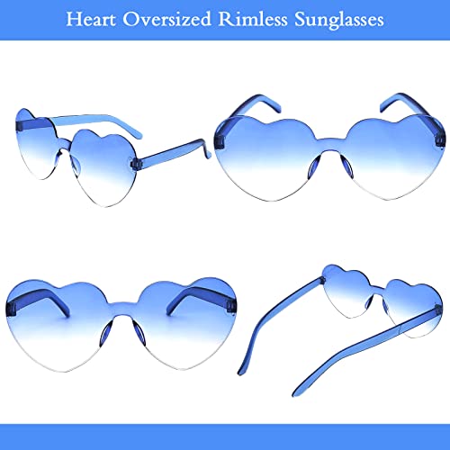 Image of 12 Pairs Heart Glasses Colorful Rimless Heart Shaped Sunglasses Love Glasses for Bachelorette Bride Party Favor