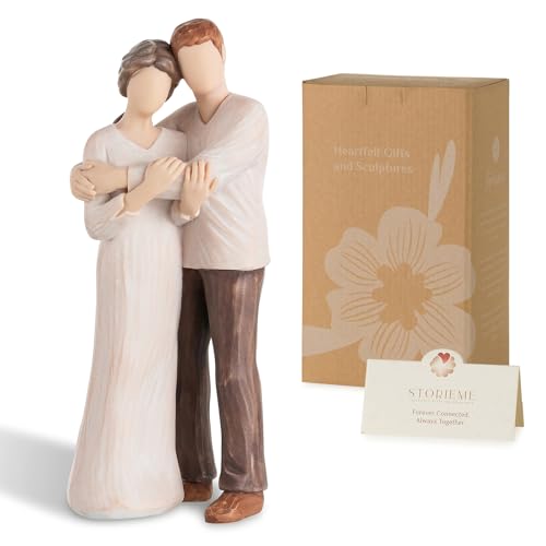 Storieme Mom Birthday Gifts from Son: Mother and Adult Son Embracing Resin Figurines Statues - Sentimental Mother of the Groom Keepsake Present for Mothers Day