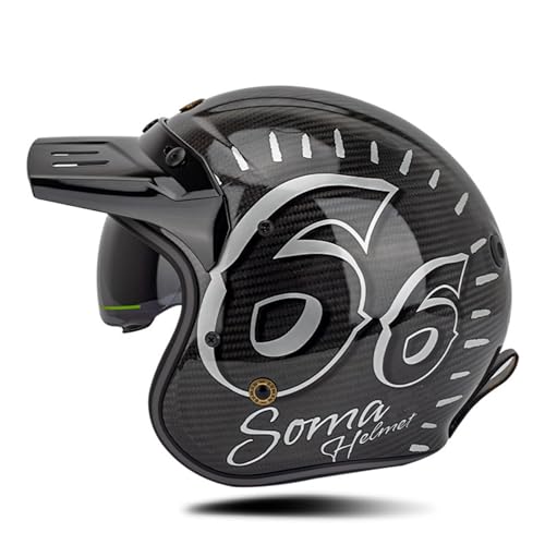 Casque moto jet en fibre de carbone homologué ECE pour scooter adulte